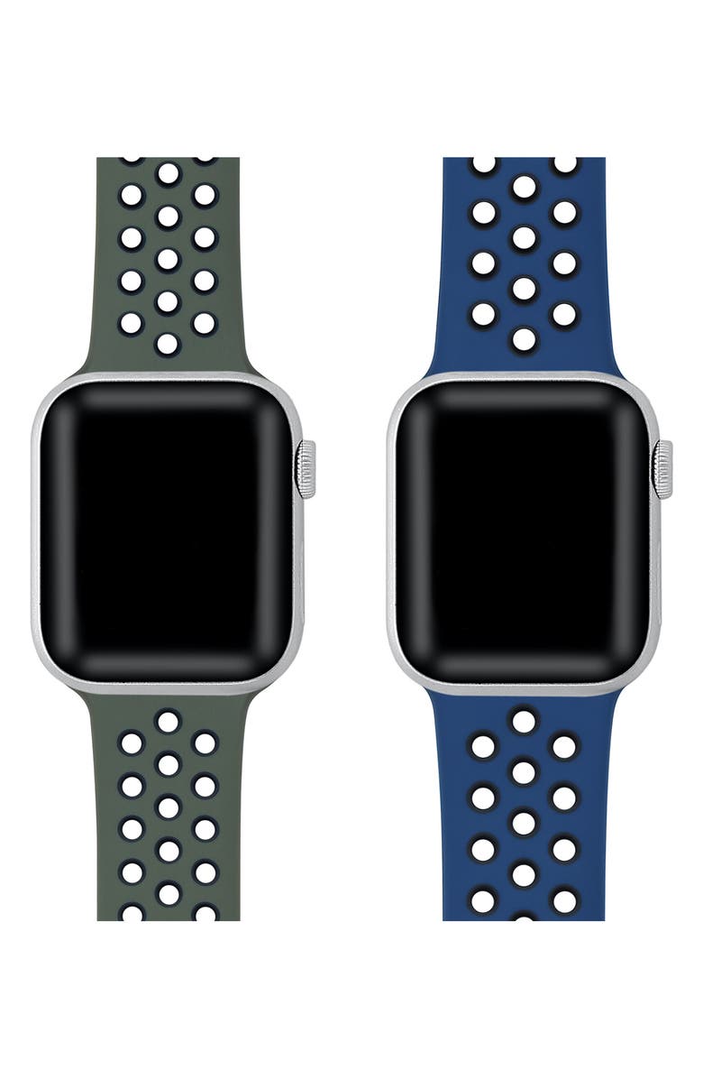 The Posh Tech POSH TECH Breathable Silicone Sport Apple Watch Band - Set of 2, Main, color, 