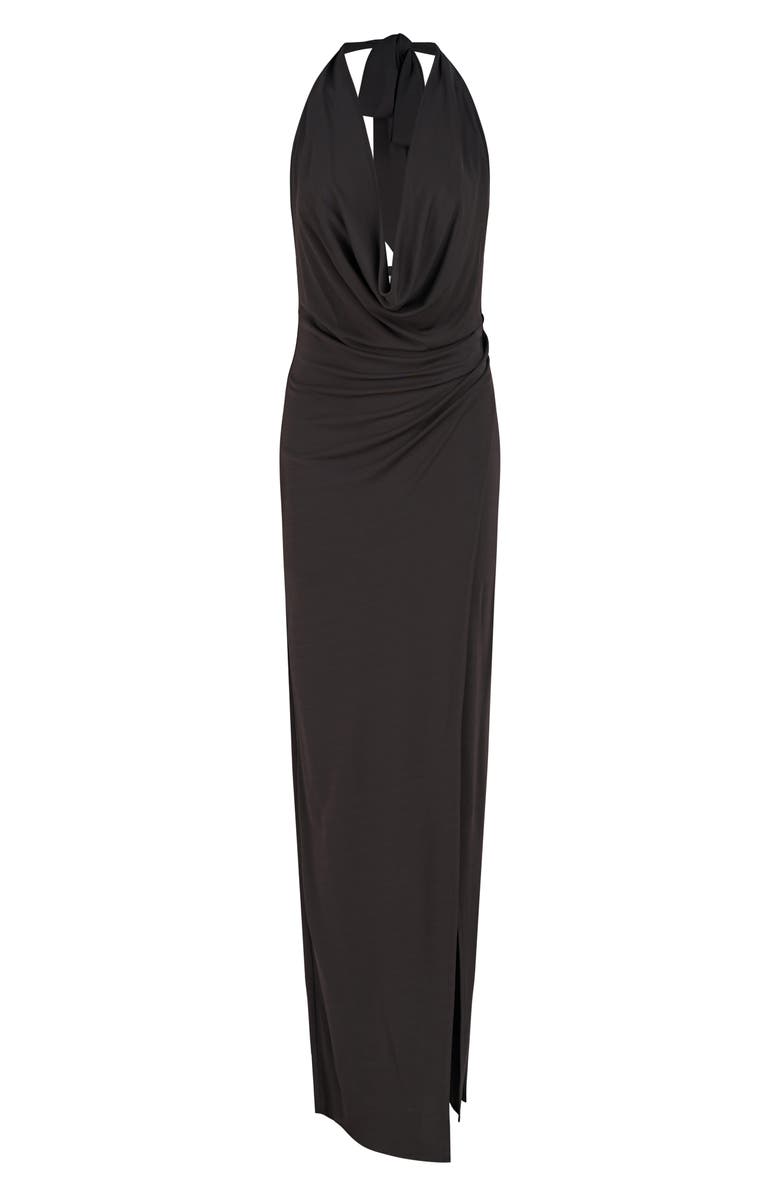 HALSTON EVENING Emery Cowl Halter Neck Matte Jersey Gown, Alternate, color, 