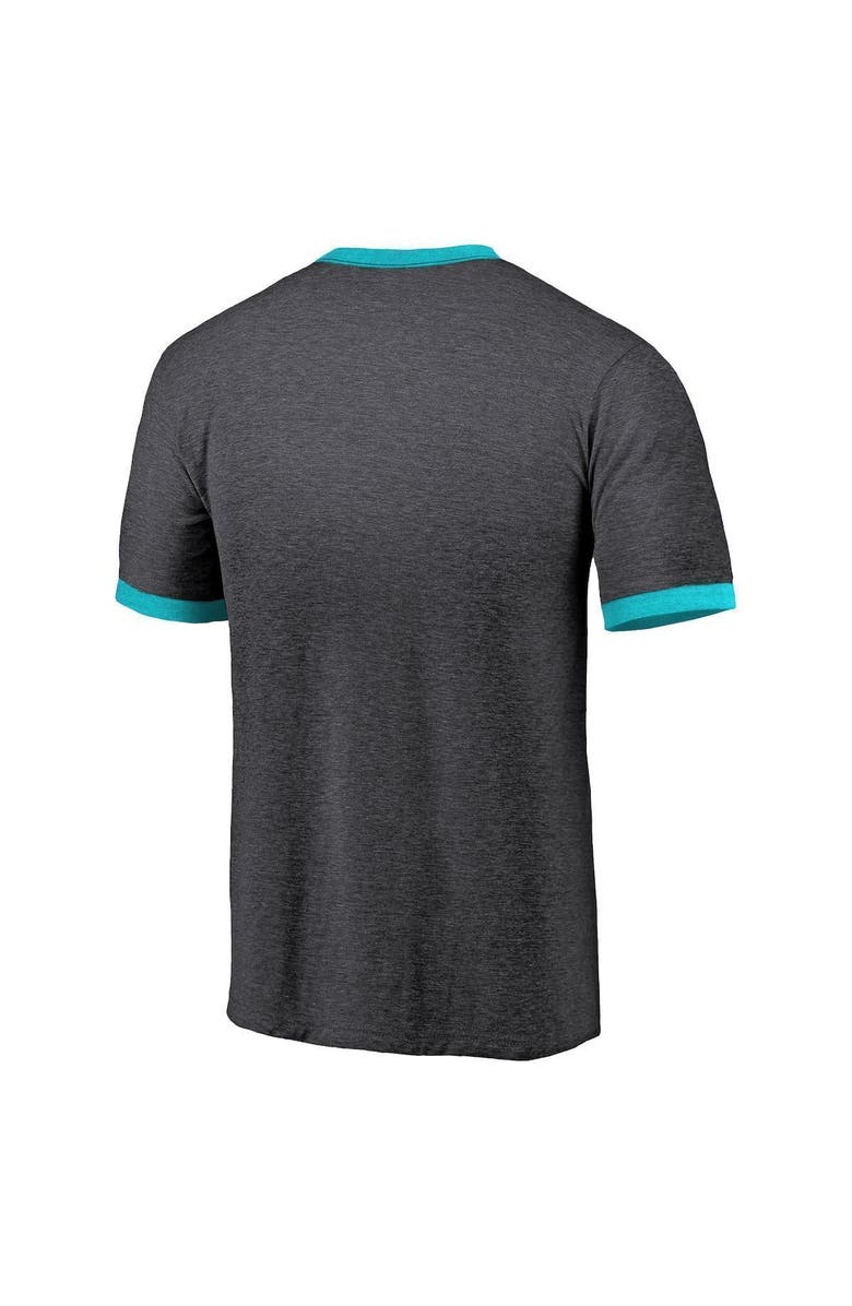 Majestic Threads Men's Majestic Threads Heathered Black San Jose Sharks Ringer Contrast Tri-Blend T-Shirt, Alternate, color, 