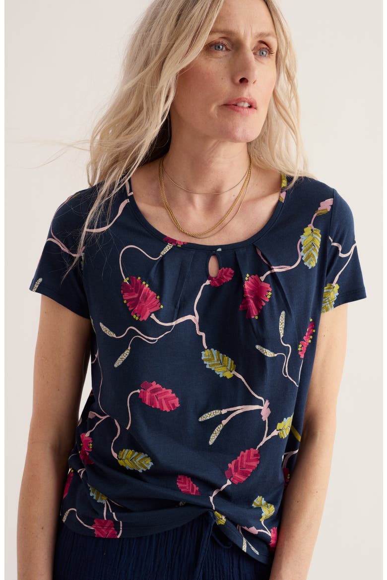 Appletree Floral Keyhole T-Shirt, Alternate, color, BOTTLEBRUSH MARITIME