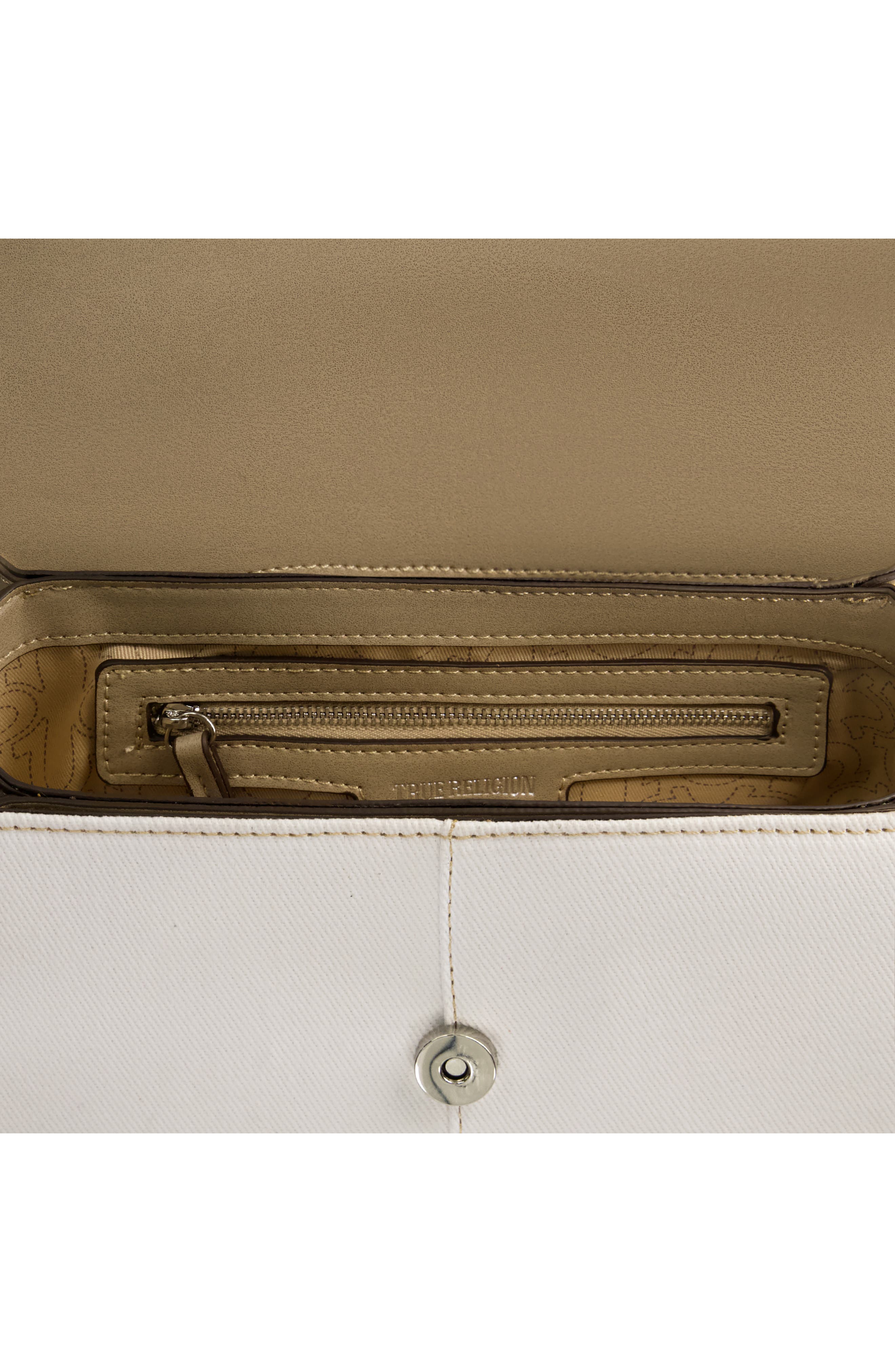 Denim Saddle Bag with Oversized Horseshoe Logo, Alternate, color, TAUPE