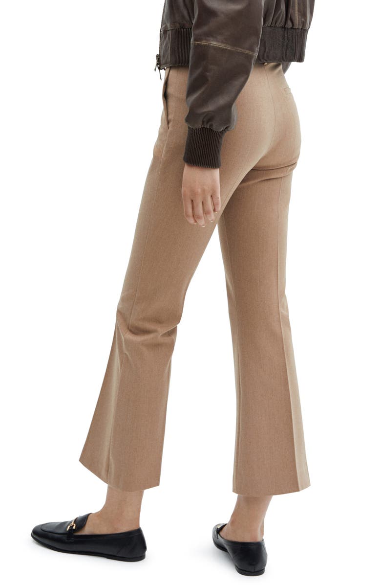 MANGO Flare Leg Ankle Pants, Alternate, color, Medium Brown