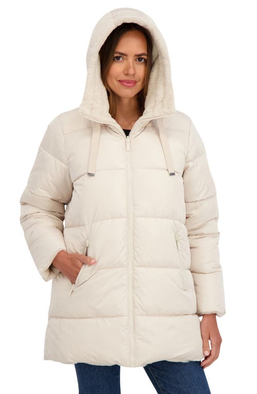 Sebby Faux Fur Reversible Hooded Puffer Jacket In Neutral