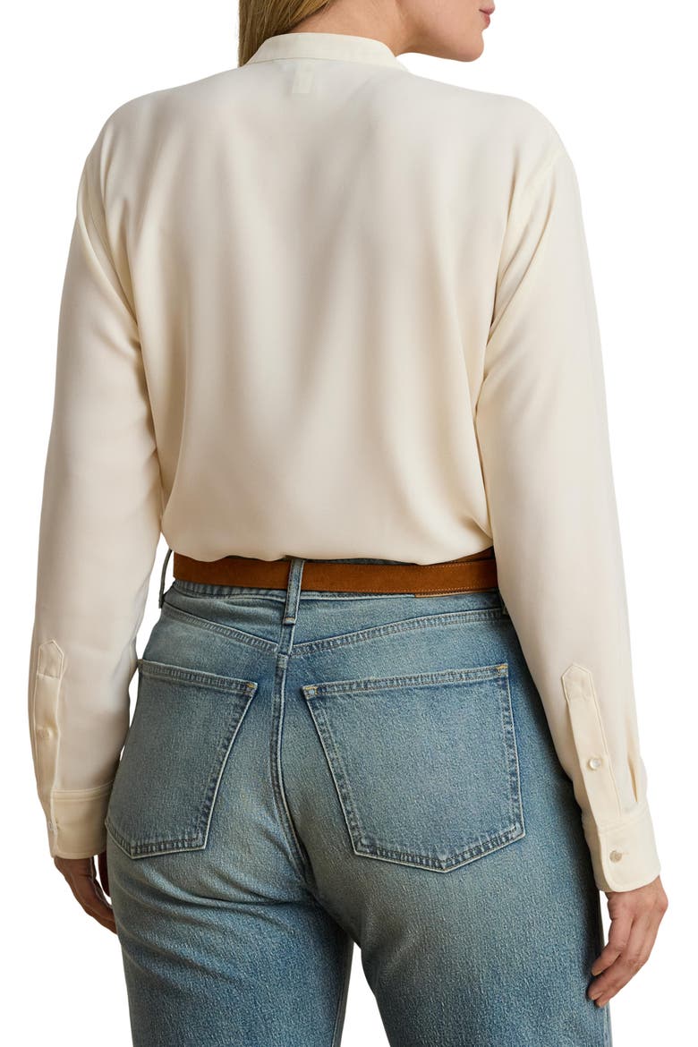 Ruffle Trim Georgette Tunic, Alternate, color, MASCARPONE CREAM