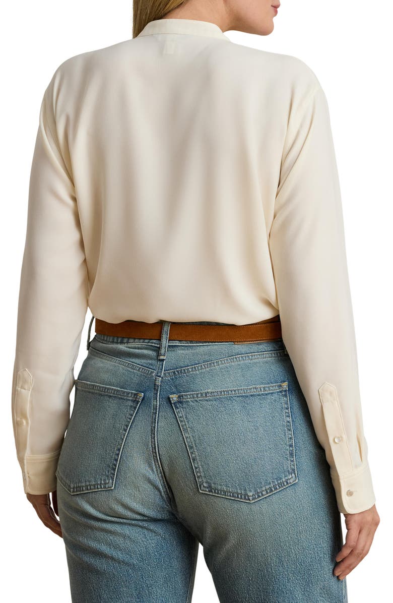 Lauren Ralph Lauren Ruffle Trim Georgette Tunic, Alternate, color, Mascarpone Cream