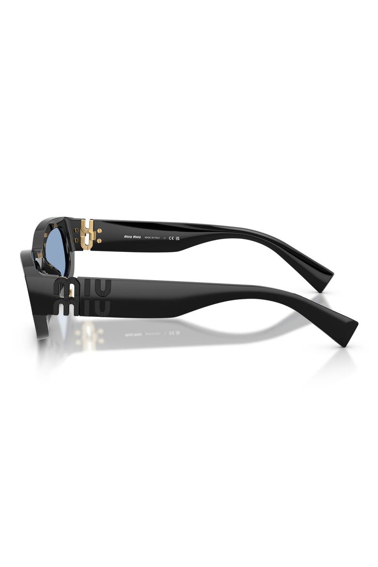 53mm Irregular Sunglasses, Alternate, color, BLACK / LIGHT BLUE