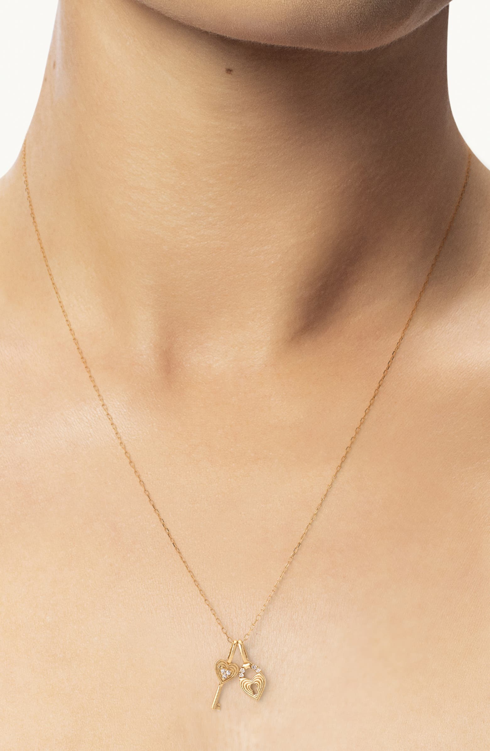 Adina Reyter Diamond Heart & Key Pendant Necklace | Nordstrom