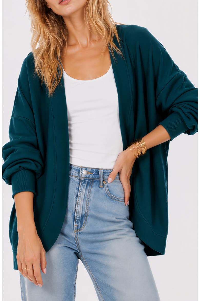 Contrast Piped Cardigan, Main, color, TEAL