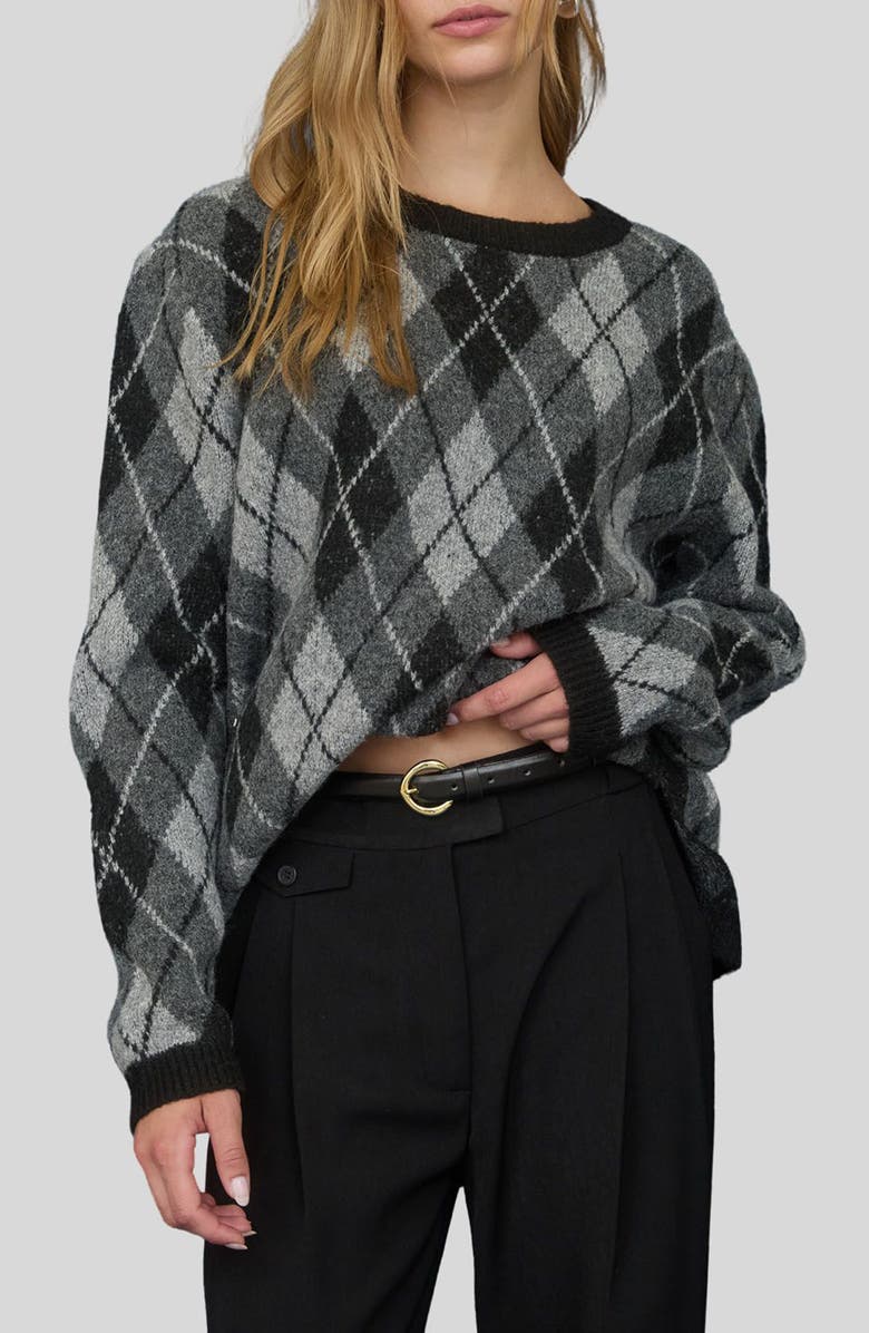 Blu Pepper Argyle Sweater, Main, color, Charcoal Multi