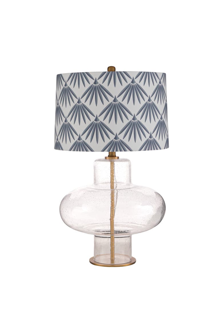 Glass & Linen Table Lamp with Metal Band Base, Alternate, color, Clear