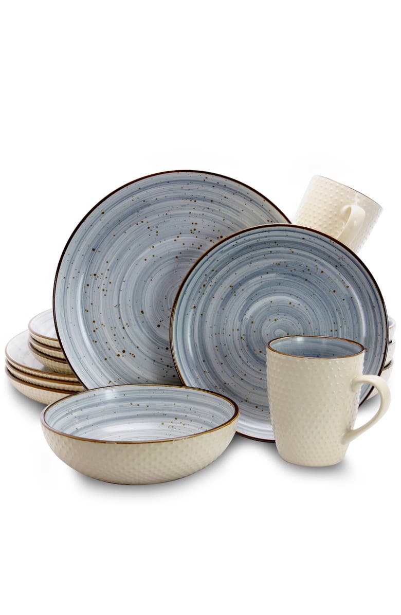 Elama Mellow 16-Piece Dinnerware Set, Main, color, Blue