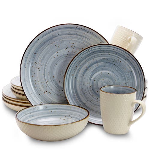 Elama Mellow 16-pc. Stoneware Dinnerware Set In Blue
