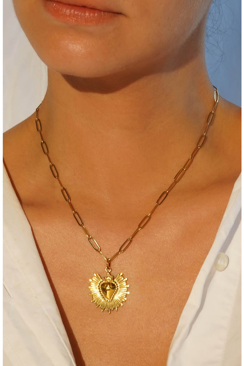 Power Heart Charm, Alternate, color, GOLD
