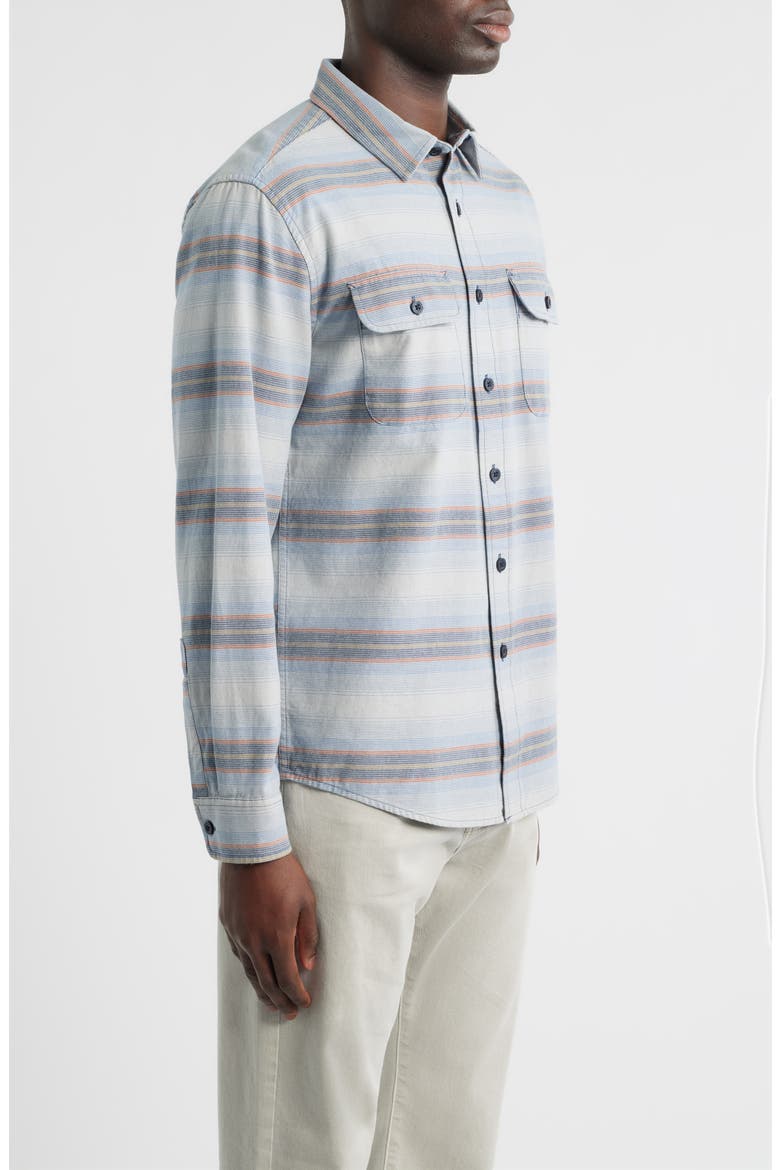 Beach Shack Stripe Brushed Cotton Button-Up Shirt, Alternate, color, BLUE STRIPE