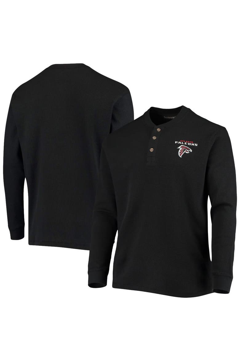 Men's Dunbrooke Black Atlanta Falcons Logo Maverick Thermal Henley Long Sleeve T-Shirt, Main, color, Black