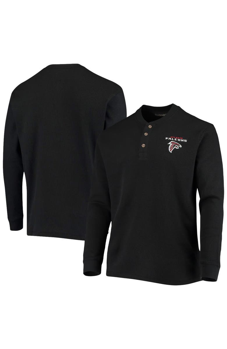 DUNBROOKE Men's Dunbrooke Black Atlanta Falcons Logo Maverick Thermal Henley Long Sleeve T-Shirt, Main, color, Black