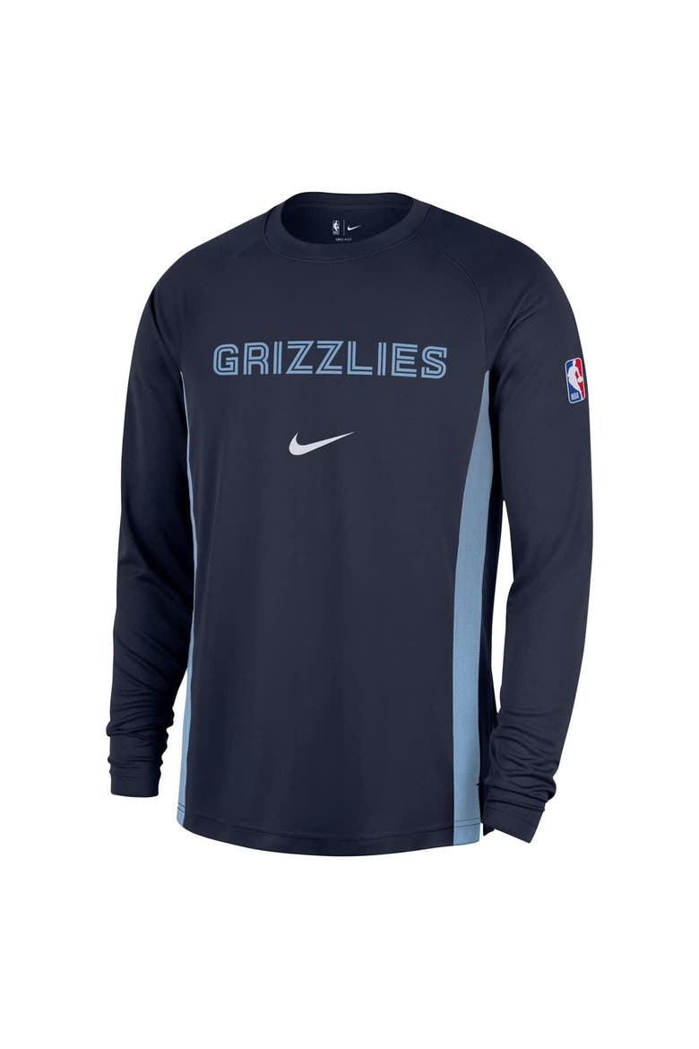 Men's Nike Navy Memphis Grizzlies 2025/26 Authentic Pre-Game Legend Dri-FIT Long Sleeve Shooting Shirt, Alternate, color, Navy