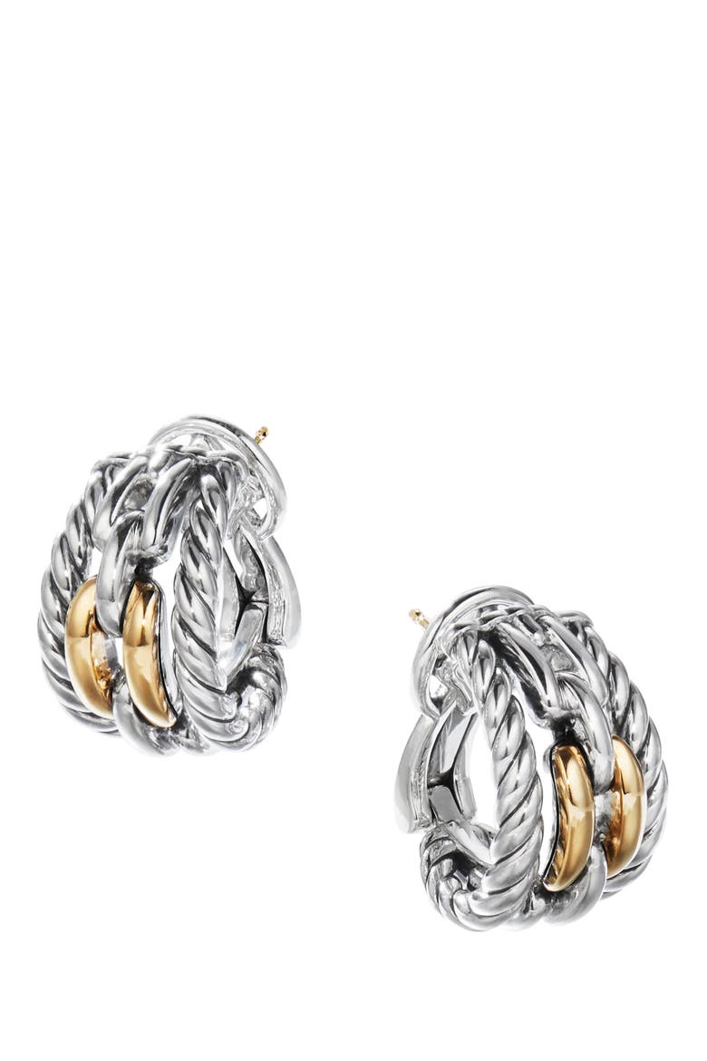 Wellesley Link Hoop Earrings with 18K Gold, Main, color, 18K YELLOW GOLD/ SILVER