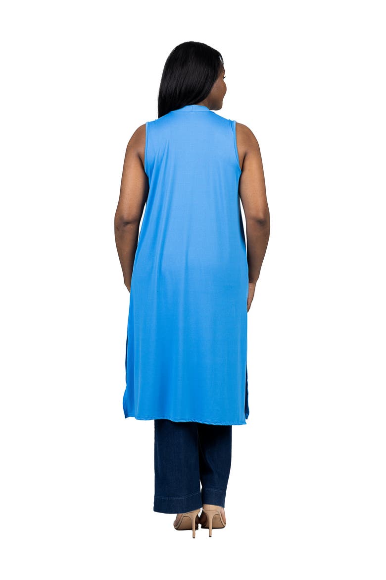 Open Front Long Vest, Alternate, color, TURQUOISE