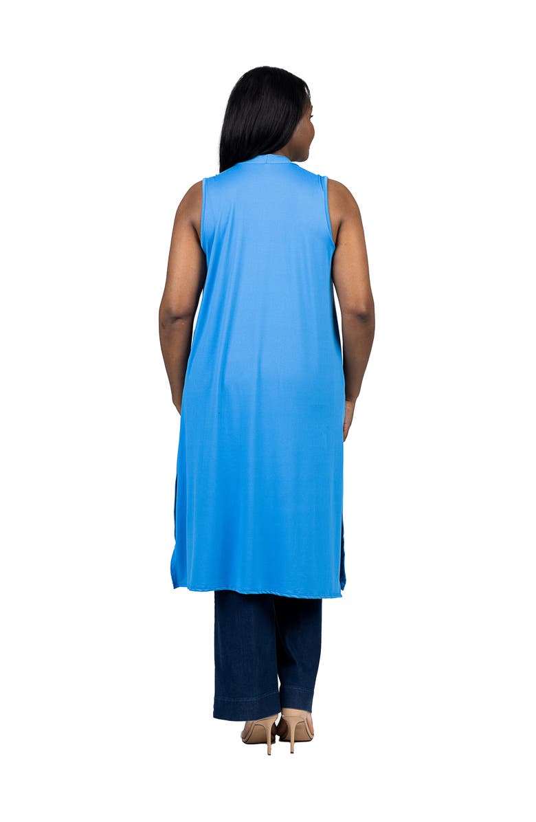 24seven Comfort Apparel Long Sleeveless Cardigan Vest, Alternate, color, Turquiose