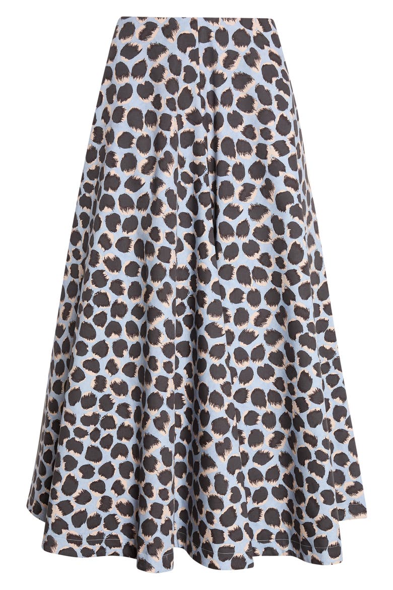 Varda Print A-Line Stretch Cotton Skirt, Alternate, color, VAPOR SPOTTED LEOPAR