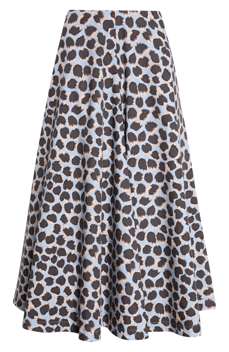 Altuzarra Varda Print A-Line Stretch Cotton Skirt, Main, color, Vapor Spotted Leopar