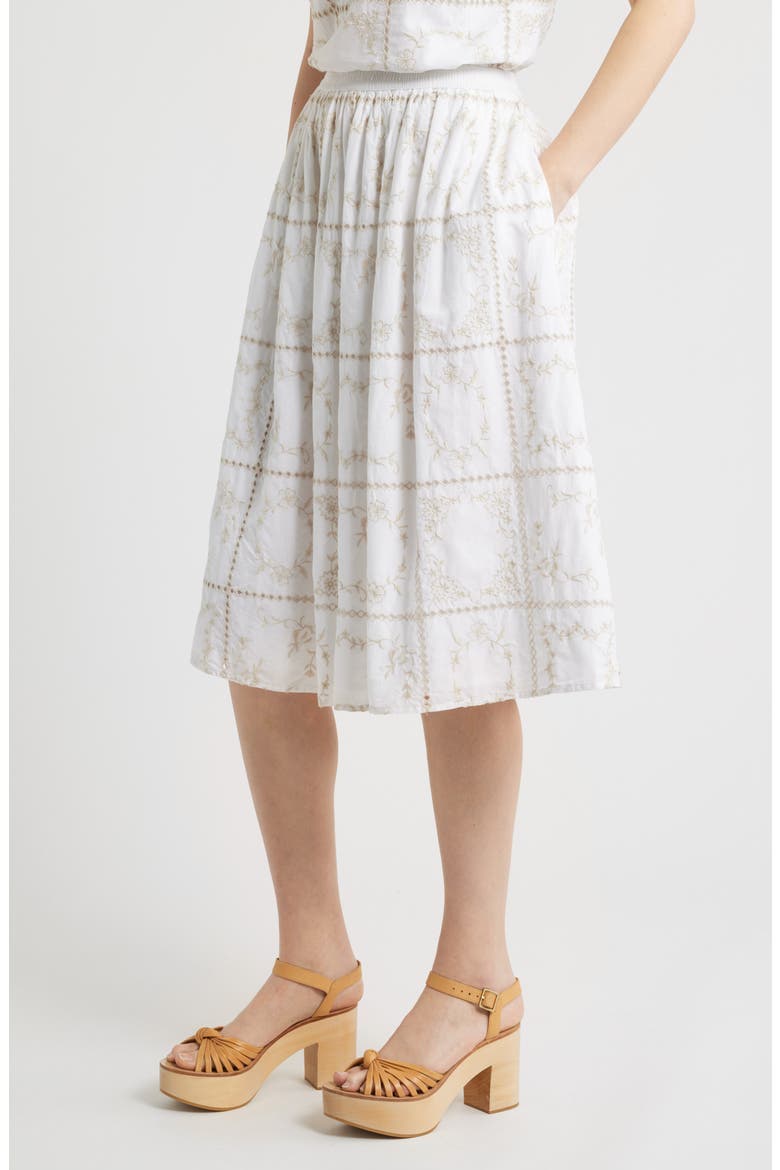 Cotton Eyelet Midi Skirt, Alternate, color, WHITE