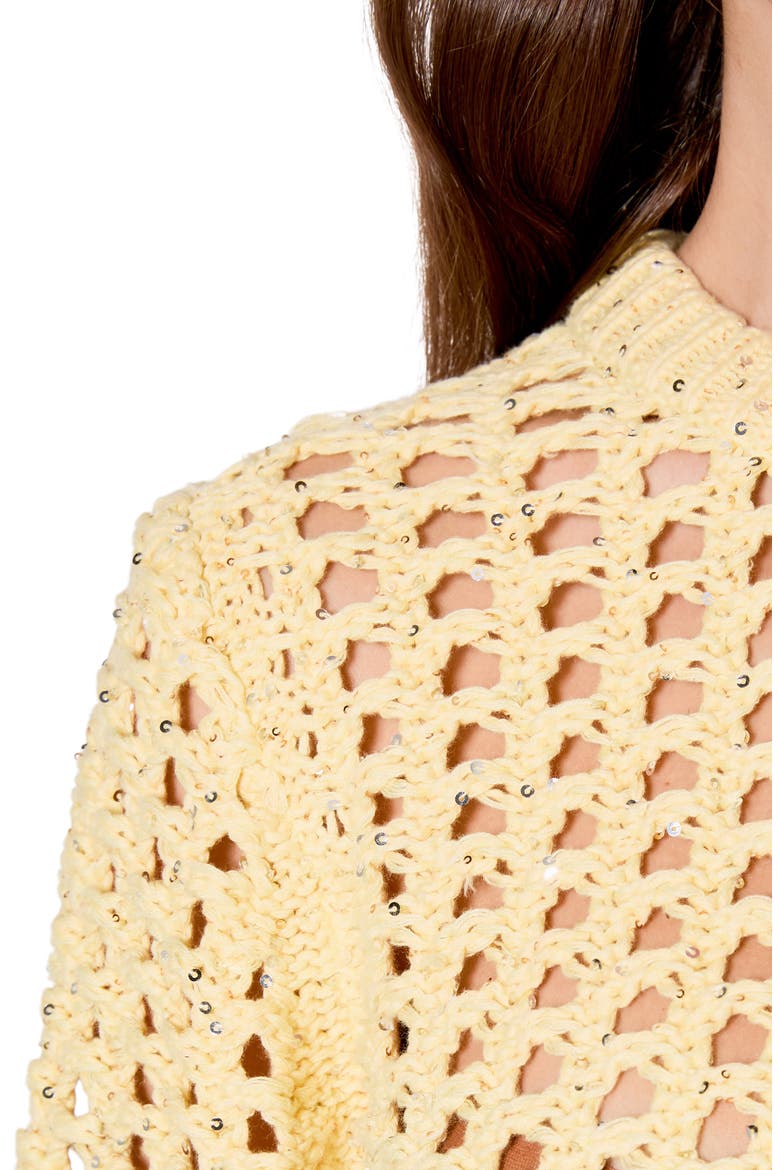 Sequin Open Stitch Sweater, Alternate, color, BUTTER