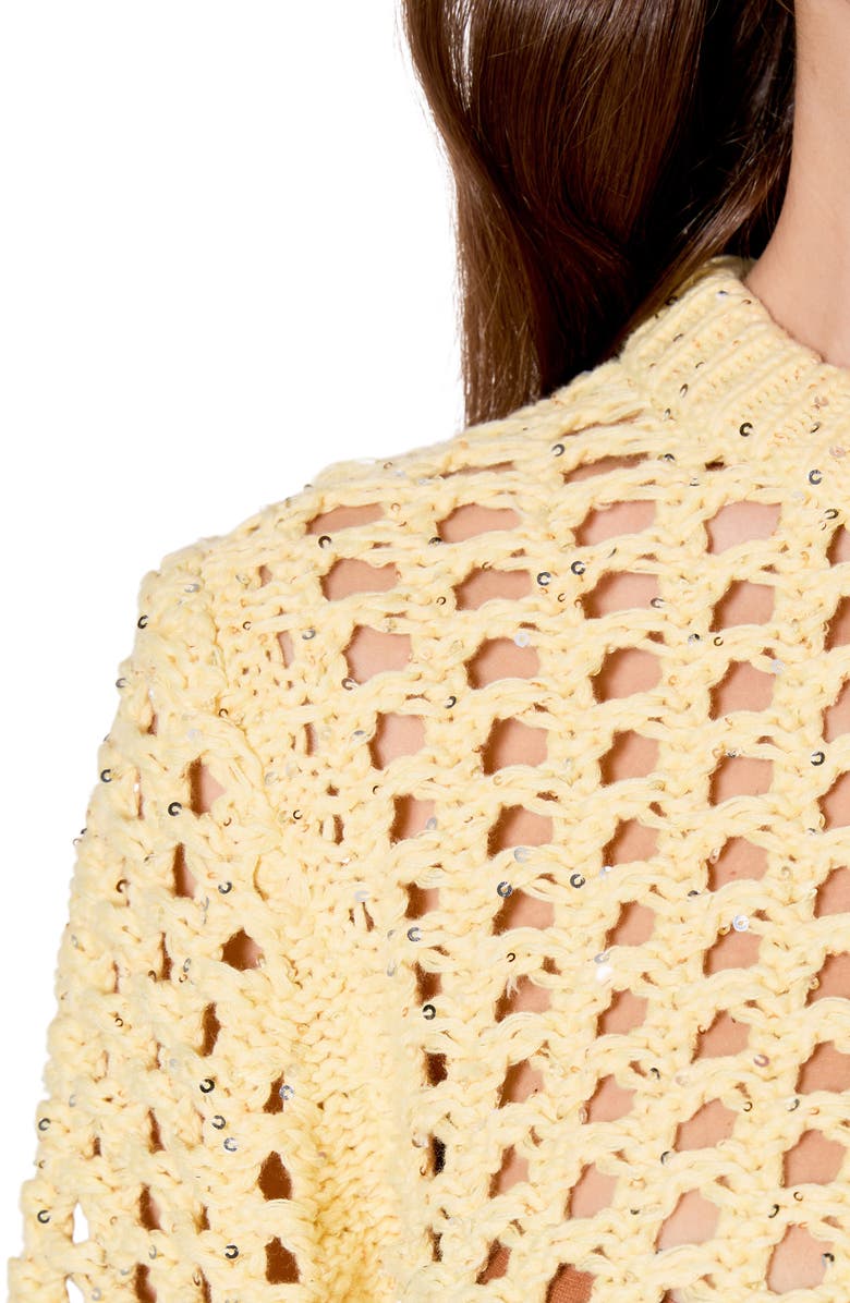 Endless Rose Sequin Open Stitch Sweater, Alternate, color, Butter