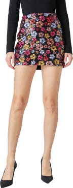 Endless Rose Floral Sequin Miniskirt