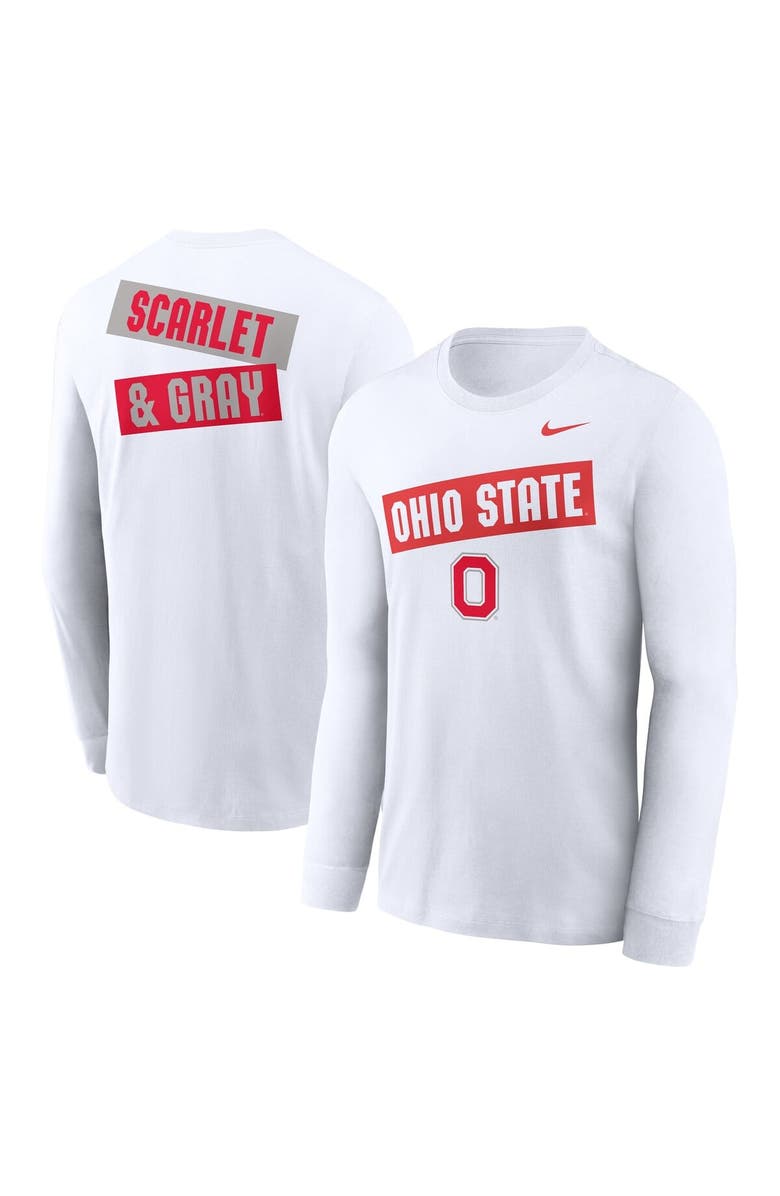 Nike Men's Nike White Ohio State Buckeyes Two-Hit Classic Location Long Sleeve T-Shirt, Main, color, White