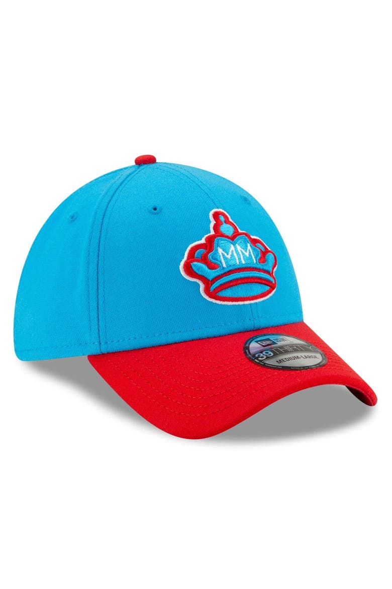 Men's New Era Blue/Red Miami Marlins 2021 City Connect 39THIRTY Flex Hat, Alternate, color, Blue