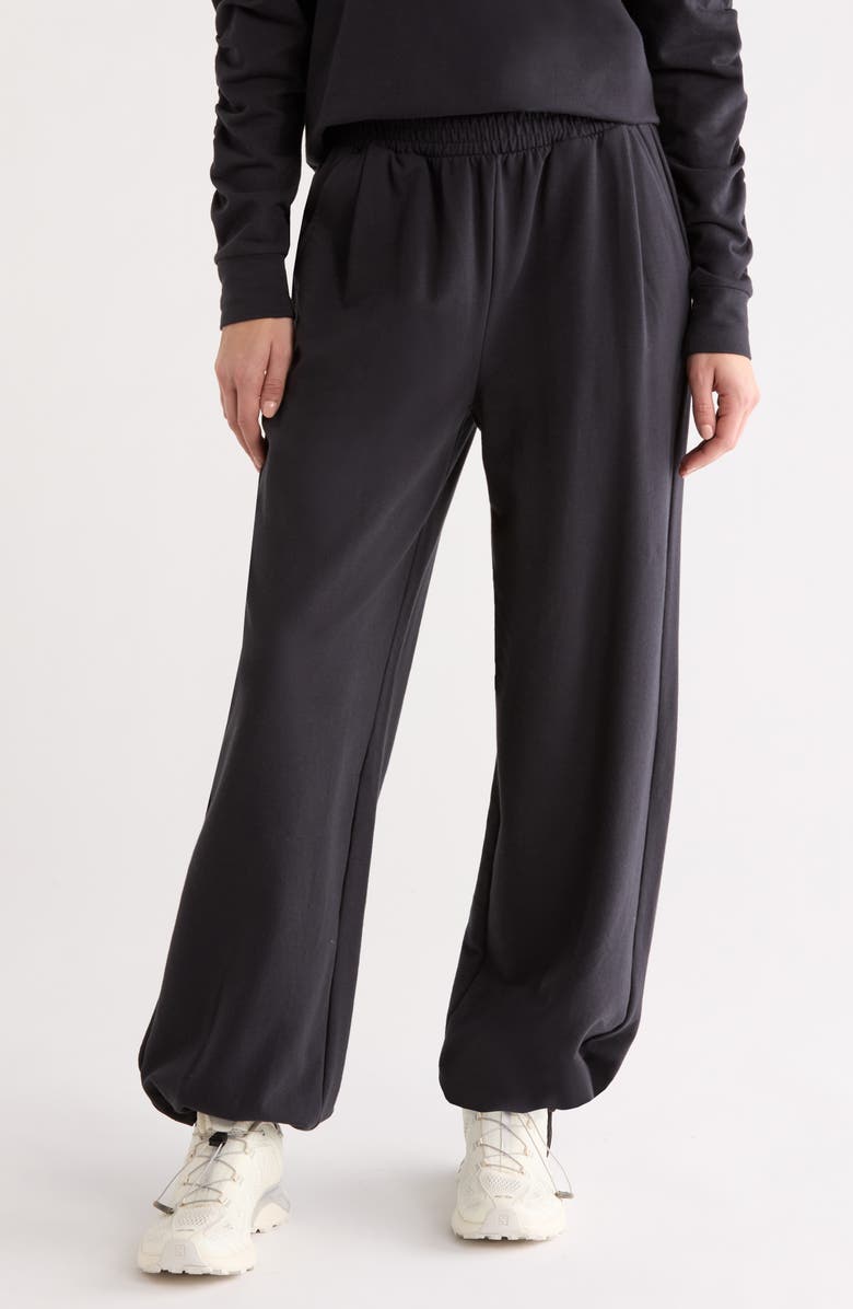 Zella Cinch Cord Hem Sweatpants, Main, color, Black