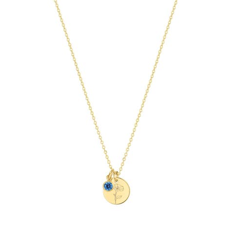 Lily Birth Flower and Birthstone Necklace