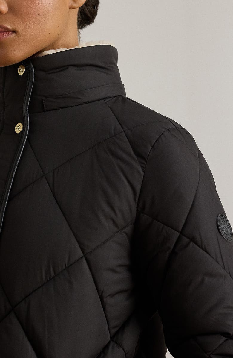 Lauren Ralph Lauren Faux Fur Trim Hooded Puffer Jacket, Alternate, color, Black