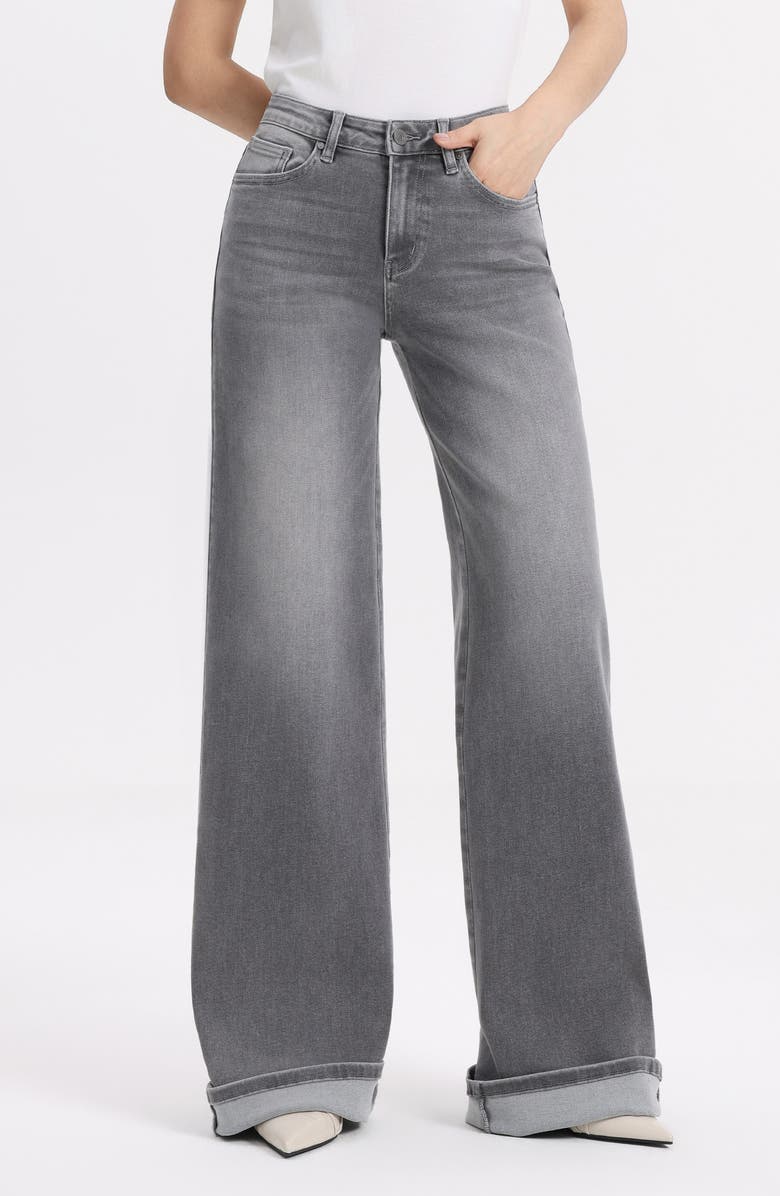 Bayeas Cuffed Wide Leg Jeans, Alternate, color, Light Grey