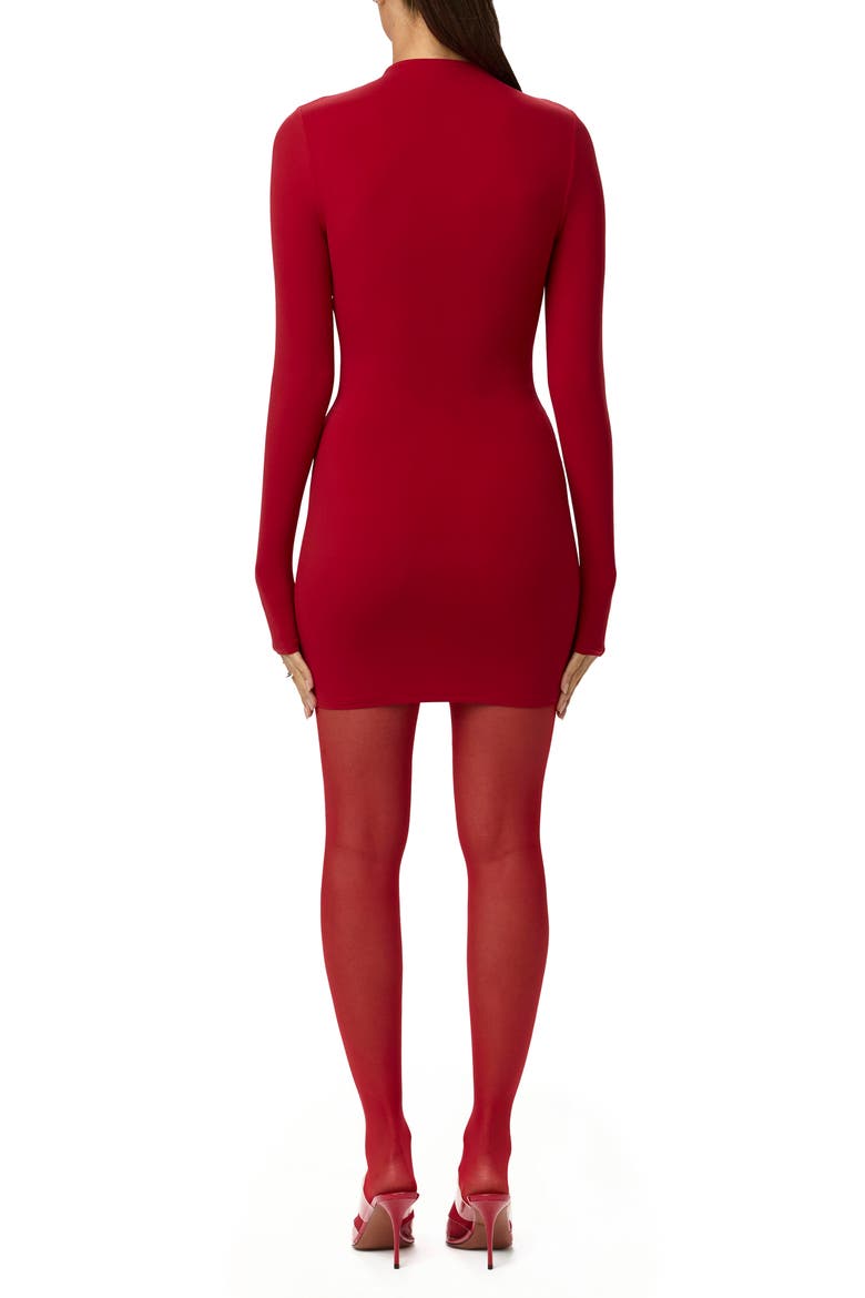Long Sleeve Mock Neck Minidress, Alternate, color, RUBY RED