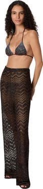 Missoni Wide Fishnet Trousers With Zigzag Pattern And Sequins