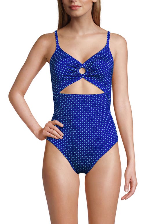 Lands' End O-ring Monokini One Piece Swimsuit In Sapphire Ice Geo
