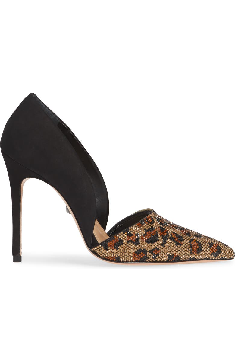 Schutz Totia Crystal Leopard Pointed Toe Pump, Alternate, color,