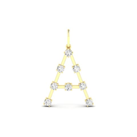 Orbit Letter "A" Lab Diamond Charm in 14K