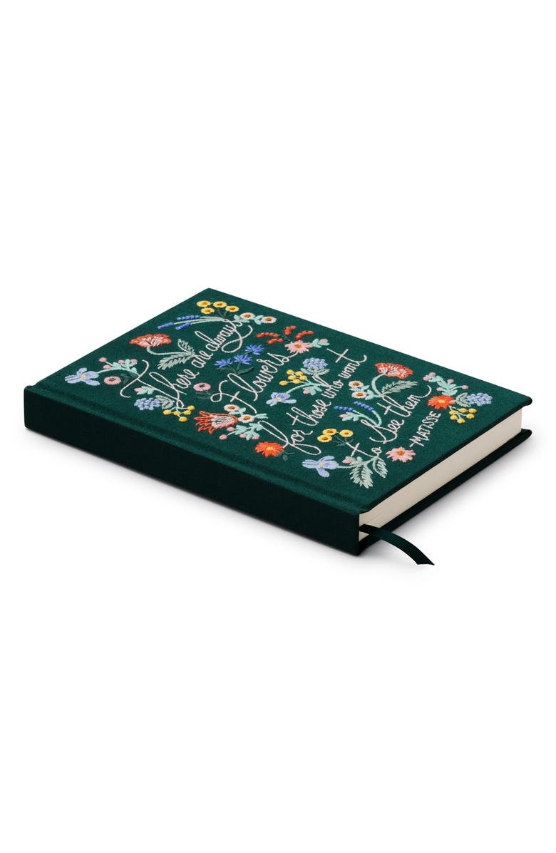 Rifle Paper Co. There Are Always Flowers Embroidered Journal, Alternate, color, Green