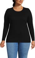 Lands' End Plus Size Long Sleeve Micro Rib T-Shirt
