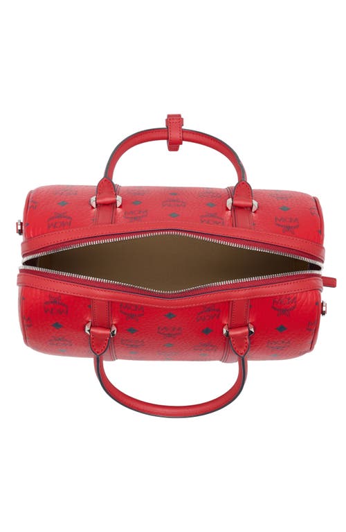 Mcm Aren Visetos Monogram Satchel Bag In Candy Red