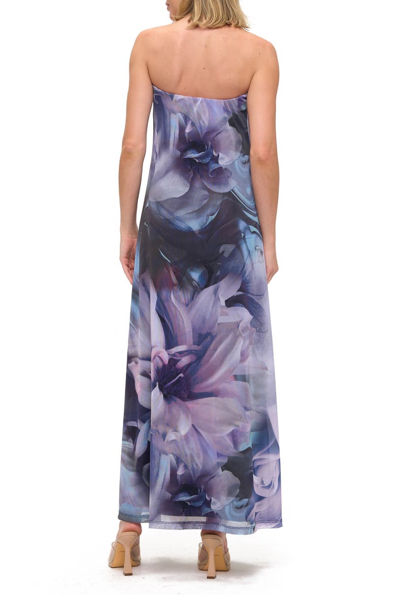 Printed Strapless Maxi Dress, Alternate, color, PURPLE