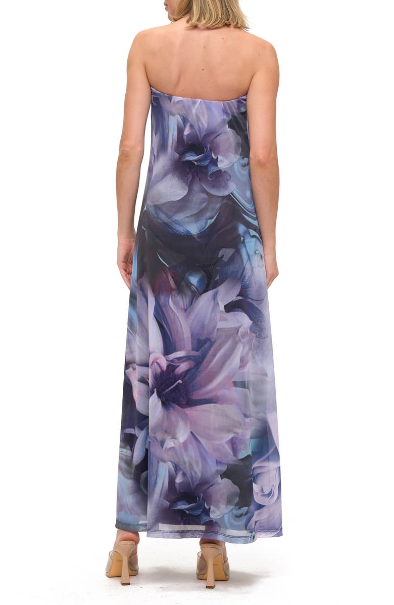 O.L. Printed Strapless Maxi Dress, Alternate, color, Purple