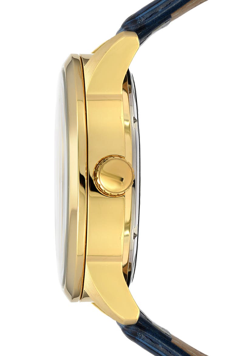 Men's Cassius Automatic Croc Embossed Leather Strap Watch, 45mm, Alternate, color, GOLD