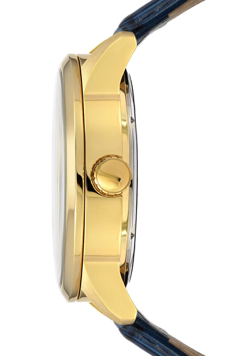 PORSAMO BLEU Men's Cassius Automatic Croc Embossed Leather Strap Watch, 45mm, Alternate, color,