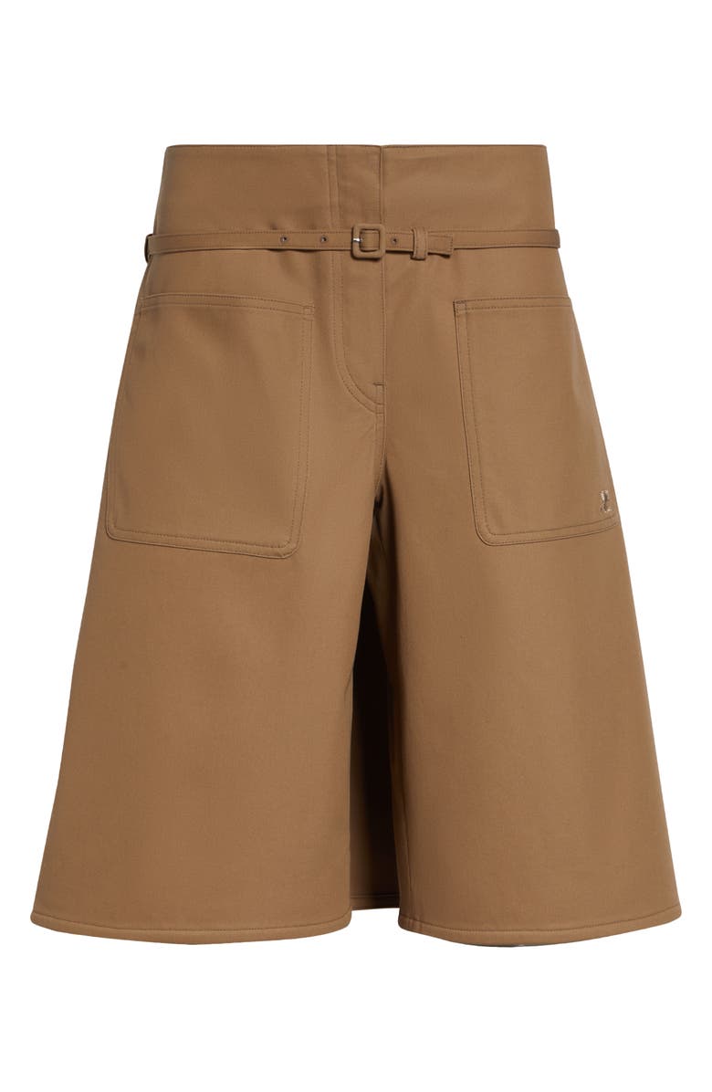 Courrèges Cotton Canvas Back Panel Bermuda Shorts, Main, color, Dark Sand