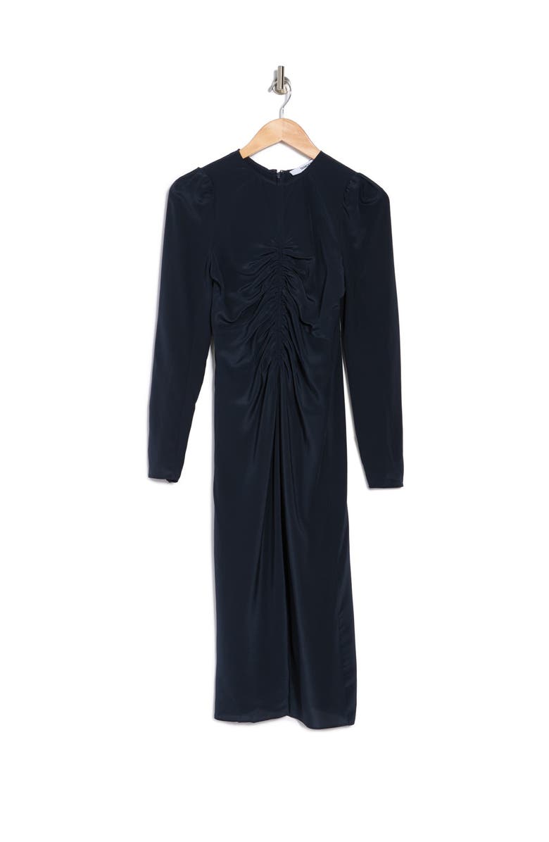Thakoon Long Sleeve Ruched Midi Dress, Alternate, color,